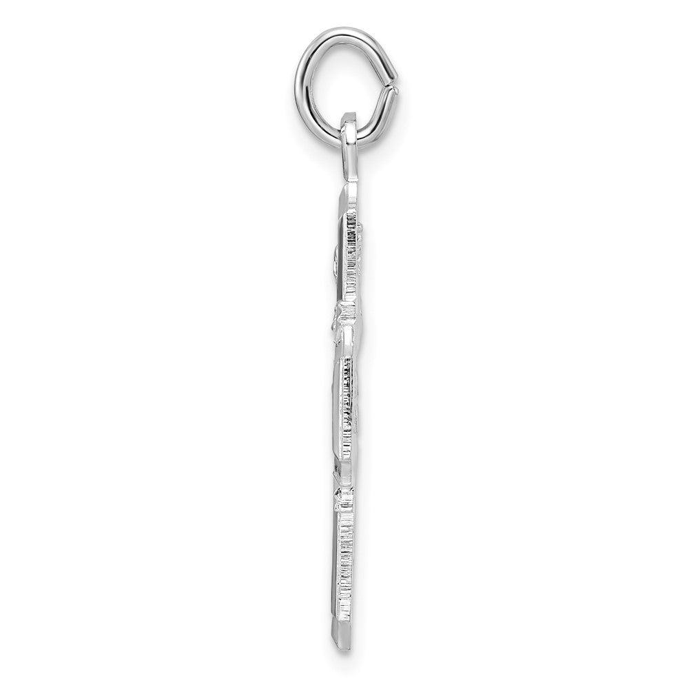 Sterling Silver Rhodium-plated Polished Solid Miraculous Medal Pendant