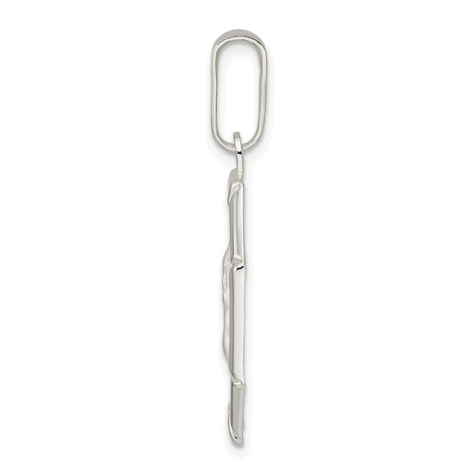 Sterling Silver Rhodium-plated Satin Raphael Angel Pendant