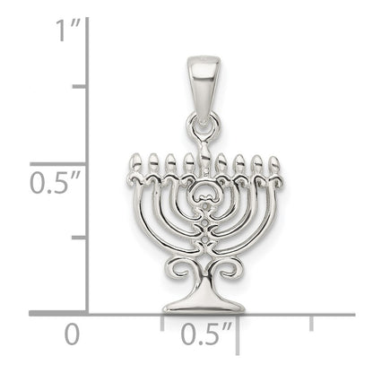 Sterling Silver Polished Menorah Pendant