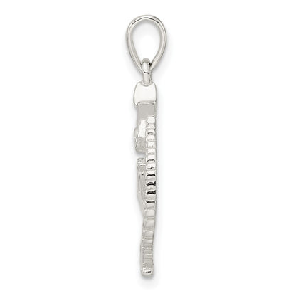 Sterling Silver Polished Star of David w/Praying Hands Pendant
