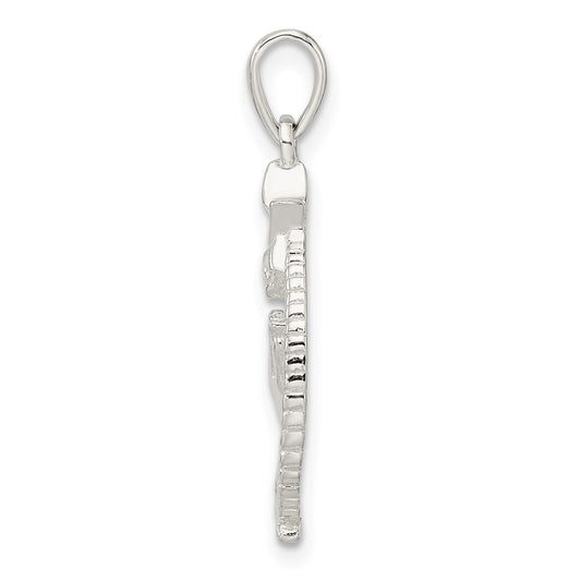 Sterling Silver Polished Star of David w/Praying Hands Pendant