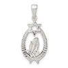 Sterling Silver Polished Star of David w/Praying Hands Pendant