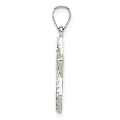 Sterling Silver Polsihed and Textured Solid Star of David Pendant
