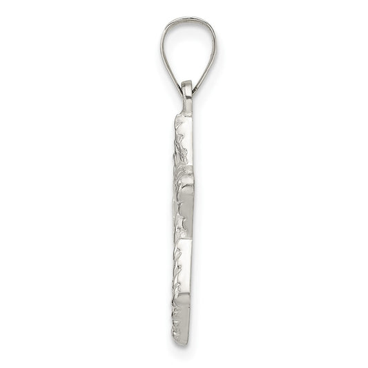 Sterling Silver Polsihed and Textured Solid Star of David Pendant