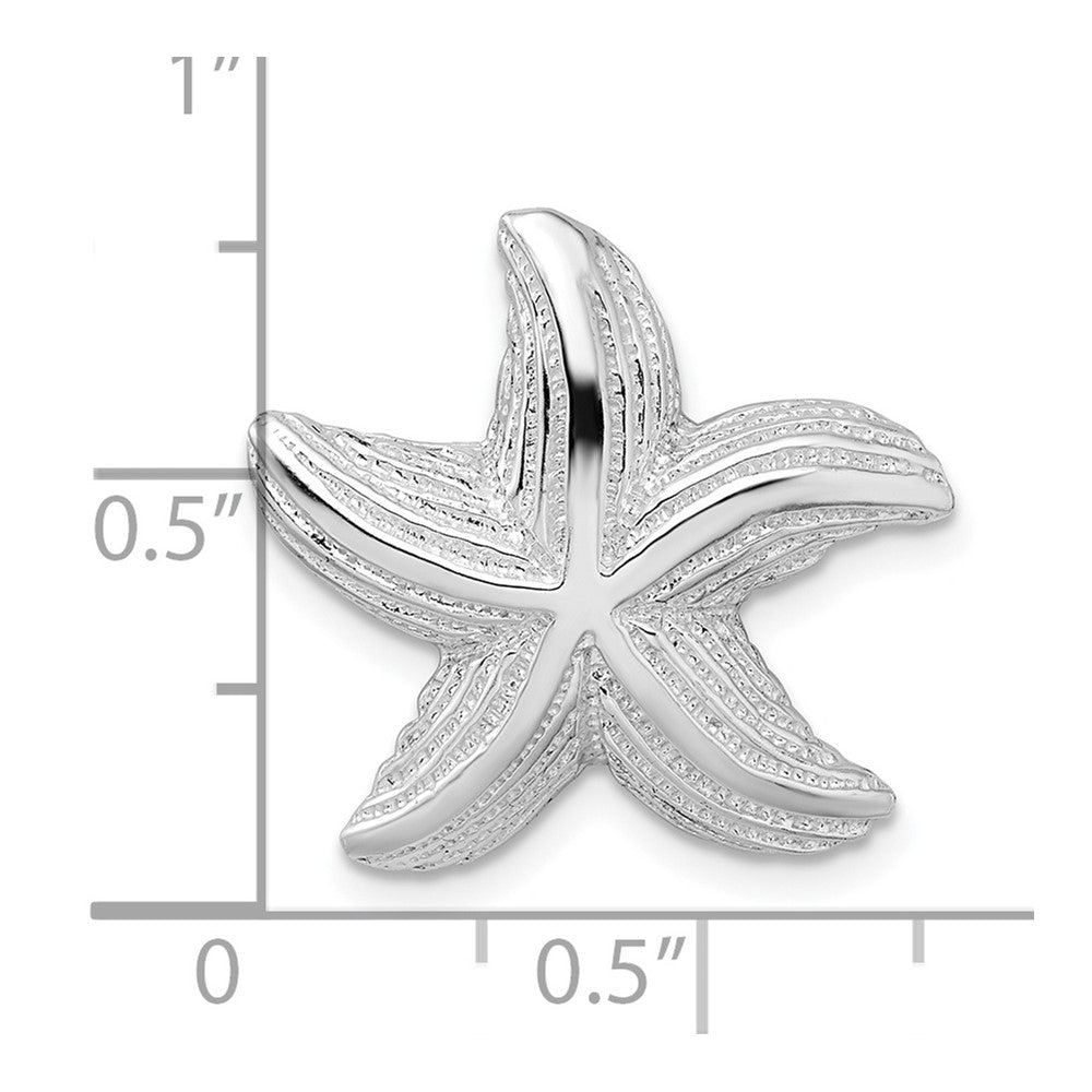 De-Ani Sterling Silver Rhodium-Plated Polished and Textured Starfish Slide