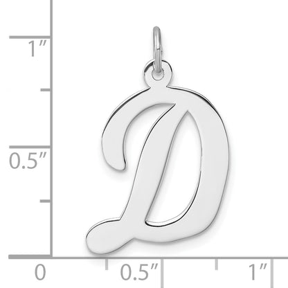 Large Sterling Silver Rhodium-plated Script Letter D Initial Charm