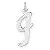 Large Sterling Silver Rhodium-plated Script Letter I Initial Charm