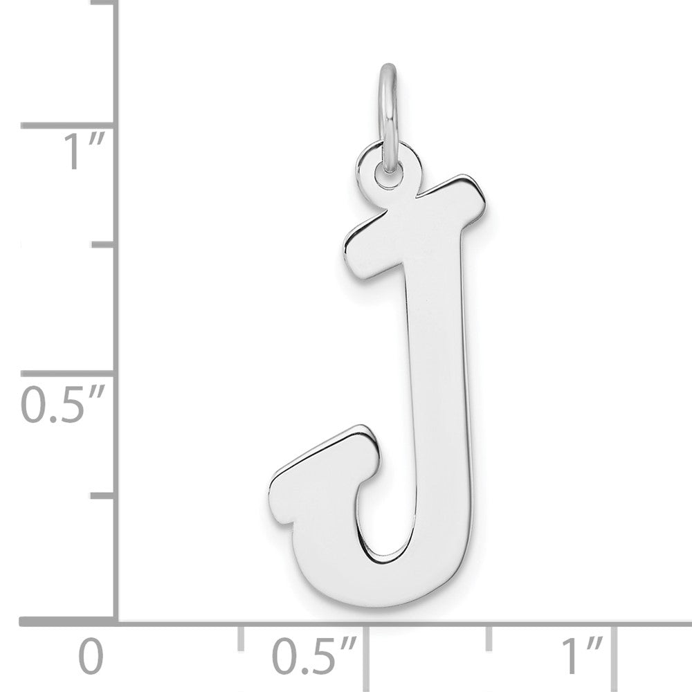 Large Sterling Silver Rhodium-plated Script Letter J Initial Charm