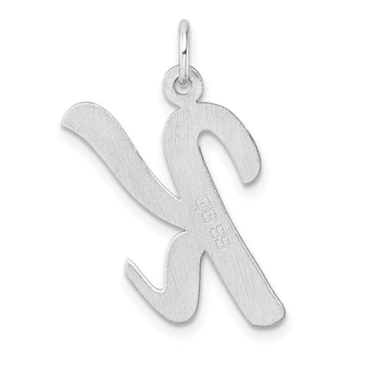 Large Sterling Silver Rhodium-plated Script Letter K Initial Charm