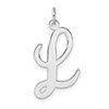 Large Sterling Silver Rhodium-plated Script Letter L Initial Charm