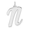 Large Sterling Silver Rhodium-plated Script Letter N Initial Charm