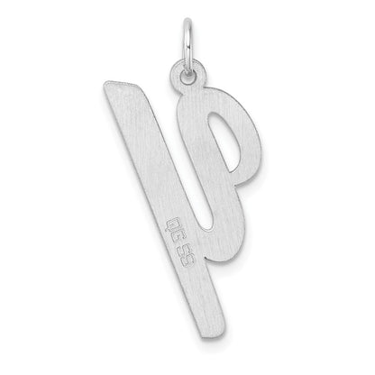 Large Sterling Silver Rhodium-plated Script Letter Y Initial Charm