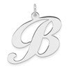 Large Sterling Silver Rhodium-plated Fancy Script Letter B Initial Charm