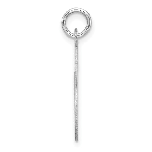 Large Sterling Silver Rhodium-plated Fancy Script Letter N Initial Charm
