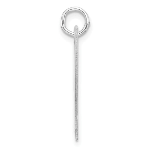 Large Sterling Silver Rhodium-plated Fancy Script Letter W Initial Charm