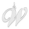Large Sterling Silver Rhodium-plated Fancy Script Letter W Initial Charm