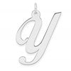 Large Sterling Silver Rhodium-plated Fancy Script Letter Y Initial Charm