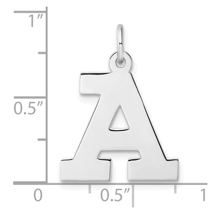 Large Sterling Silver Rhodium-plated Block Letter A Initial Charm