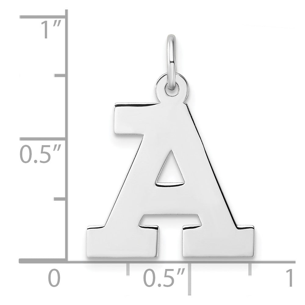 Large Sterling Silver Rhodium-plated Block Letter A Initial Charm