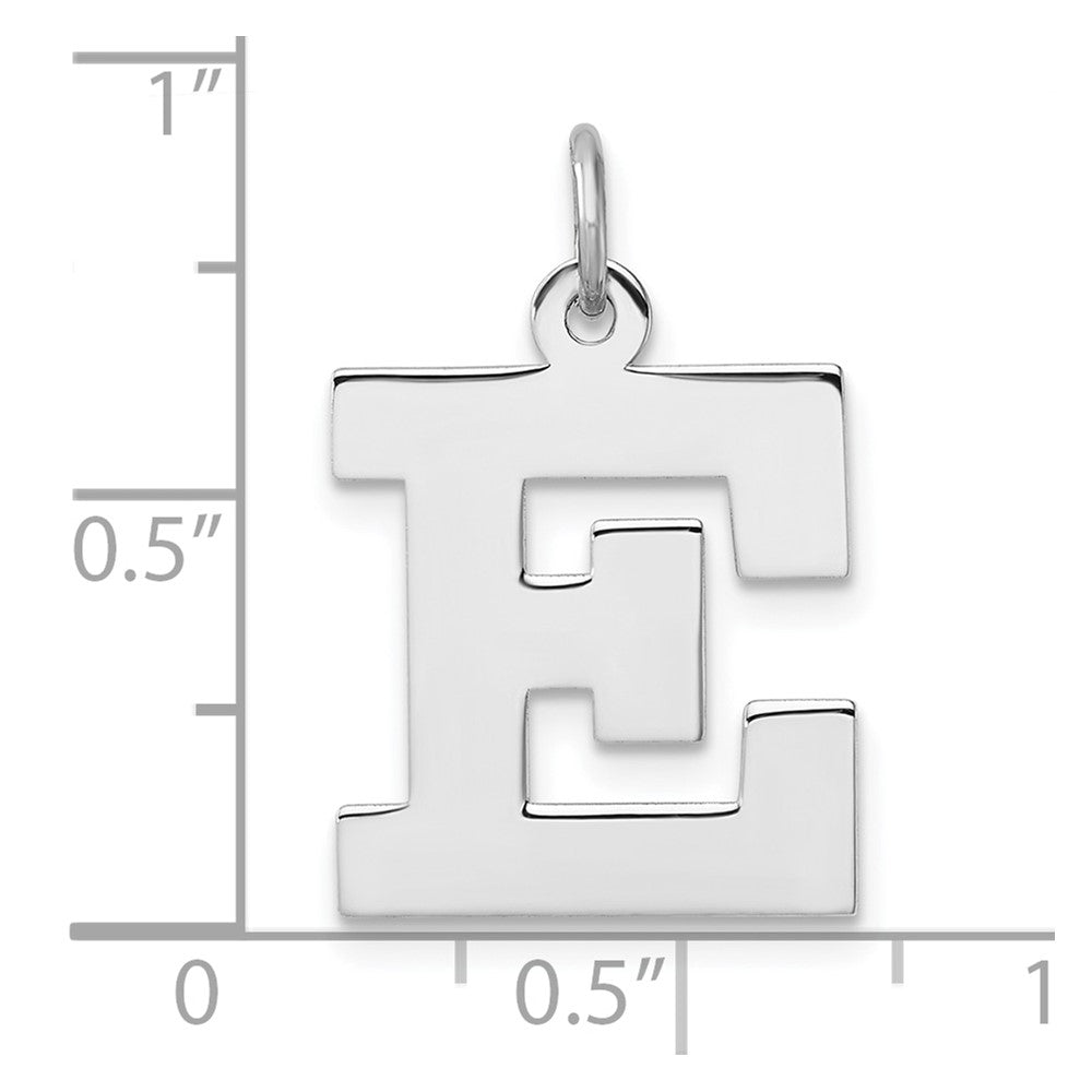 Large Sterling Silver Rhodium-plated Block Letter E Initial Charm
