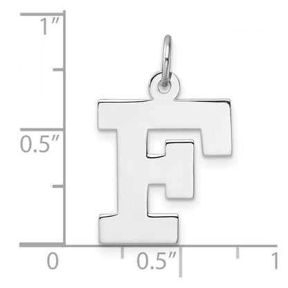 Large Sterling Silver Rhodium-plated Block Letter F Initial Charm