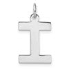Large Sterling Silver Rhodium-plated Block Letter I Initial Charm