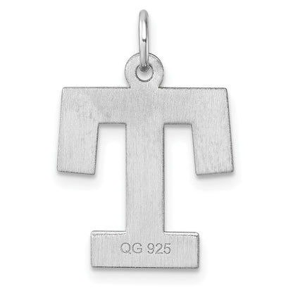 Large Sterling Silver Rhodium-plated Block Letter T Initial Charm