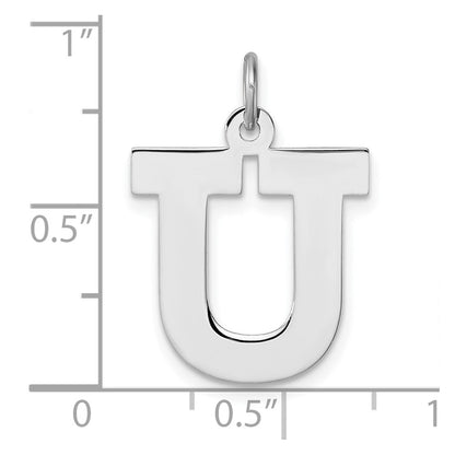 Large Sterling Silver Rhodium-plated Block Letter U Initial Charm
