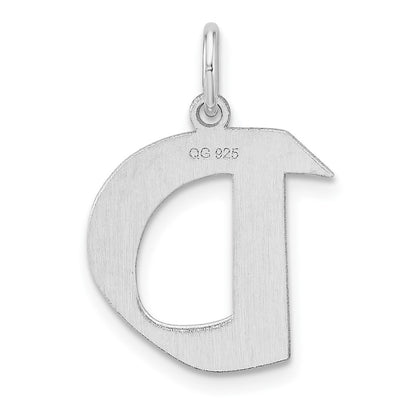Small Sterling Silver Rhodium-plated Artisan Block Letter D Initial Charm