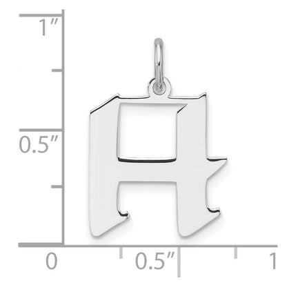 Small Sterling Silver Rhodium-plated Artisan Block Letter H Initial Charm