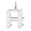 Small Sterling Silver Rhodium-plated Artisan Block Letter H Initial Charm
