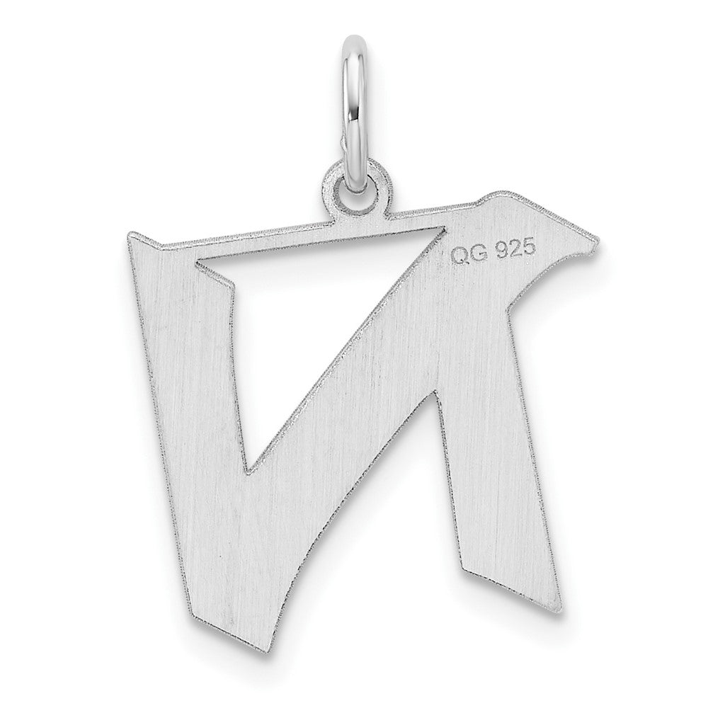Small Sterling Silver Rhodium-plated Artisan Block Letter N Initial Charm
