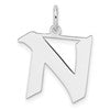 Small Sterling Silver Rhodium-plated Artisan Block Letter N Initial Charm