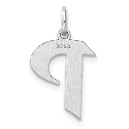 Small Sterling Silver Rhodium-plated Artisan Block Letter P Initial Charm