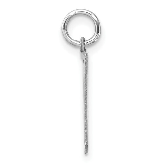 Small Sterling Silver Rhodium-plated Artisan Block Letter V Initial Charm