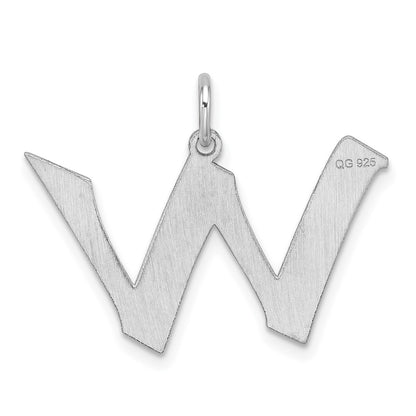 Small Sterling Silver Rhodium-plated Artisan Block Letter W Initial Charm
