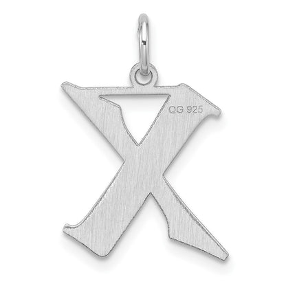 Small Sterling Silver Rhodium-plated Artisan Block Letter X Initial Charm