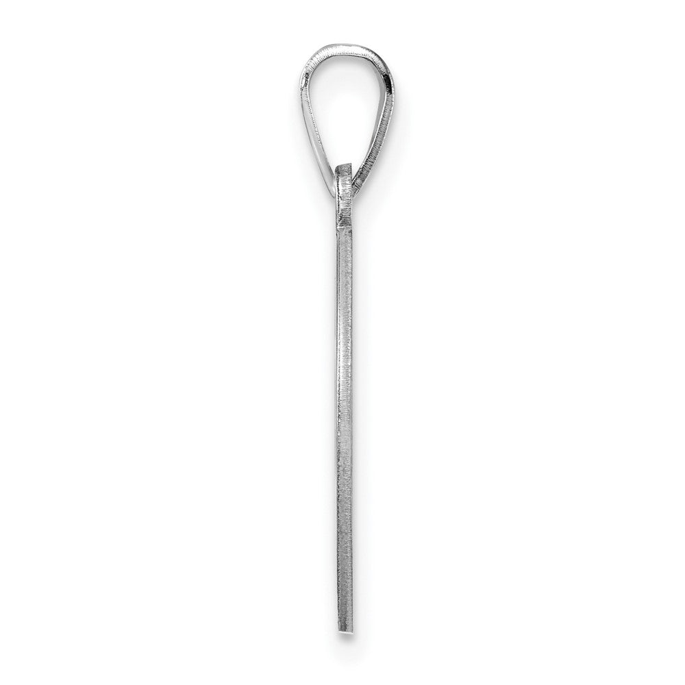 Small Sterling Silver Rhodium-plated Fancy Script Letter F Initial Pendant