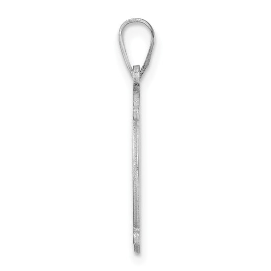 Small Sterling Silver Rhodium-plated Fancy Script Letter M Initial Pendant