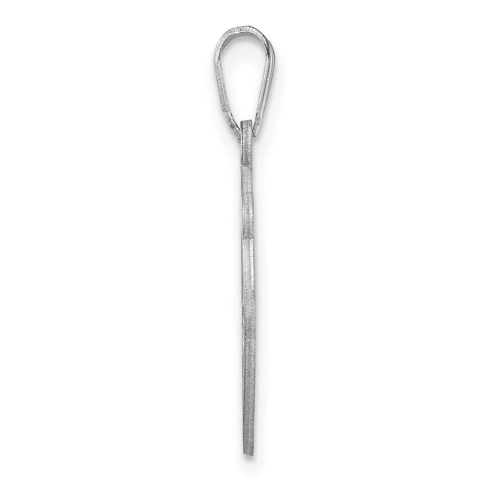 Small Sterling Silver Rhodium-plated Fancy Script Letter N Initial Pendant