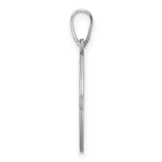 Small Sterling Silver Rhodium-plated Fancy Script Letter O Initial Pendant