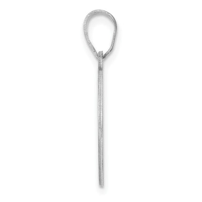 Small Sterling Silver Rhodium-plated Fancy Script Letter P Initial Pendant