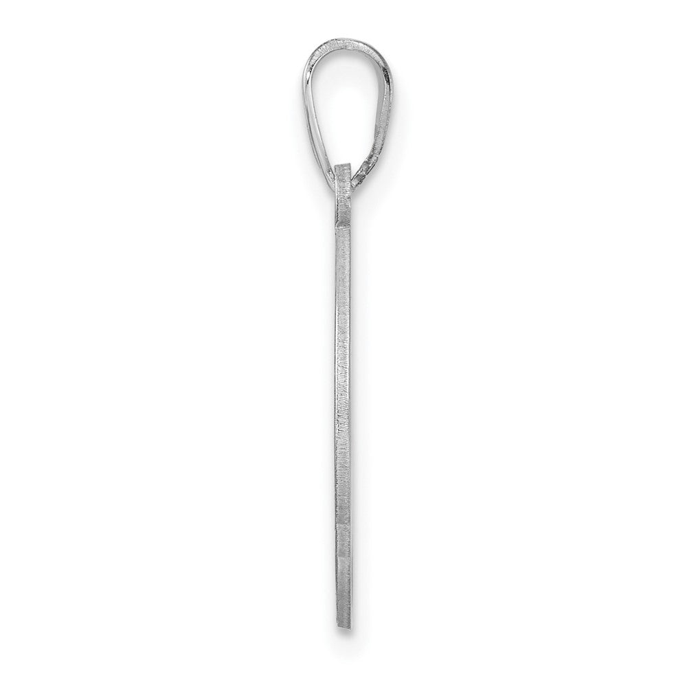Small Sterling Silver Rhodium-plated Fancy Script Letter R Initial Pendant