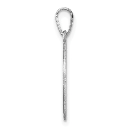 Small Sterling Silver Rhodium-plated Fancy Script Letter Z Initial Pendant