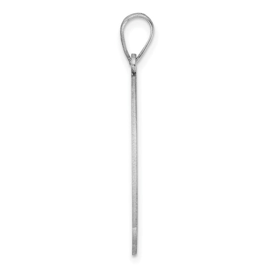 Large Sterling Silver Rhodium-plated Fancy Script Letter A Initial Pendant