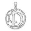 Large Sterling Silver Rhodium-plated Fancy Script Letter D Initial Pendant