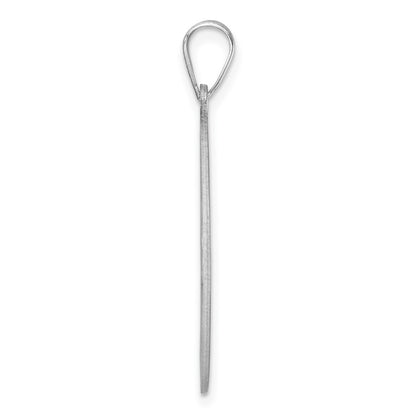 Large Sterling Silver Rhodium-plated Fancy Script Letter F Initial Pendant