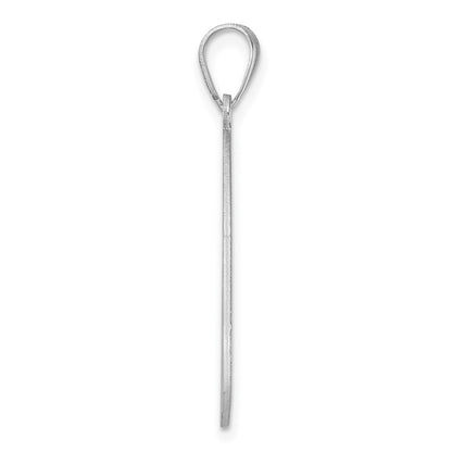 Large Sterling Silver Rhodium-plated Fancy Script Letter K Initial Pendant