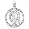 Large Sterling Silver Rhodium-plated Fancy Script Letter P Initial Pendant