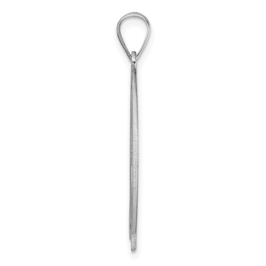 Large Sterling Silver Rhodium-plated Fancy Script Letter Q Initial Pendant